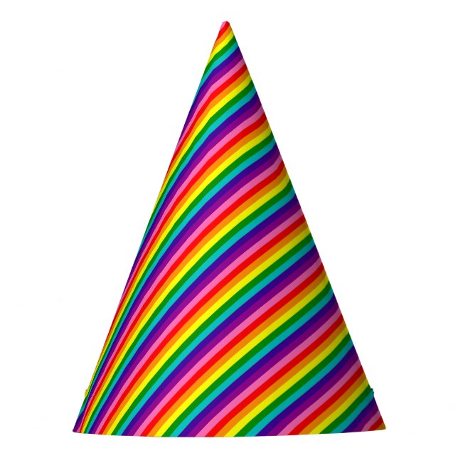 Colourful Rainbow Flag Stripes Pattern LGBT Bright Party Hat (Front)