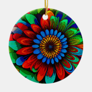 Colourful Rainbow Flower 104 Ceramic Tree Decoration