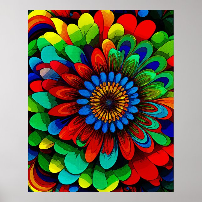Colourful Rainbow Flower 104 Poster (Front)