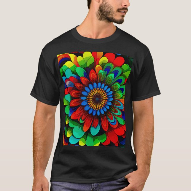 Colourful Rainbow Flower 104 T-Shirt (Front)