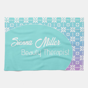 Colourful Rainbow Flower Pattern Personalised Tea Towel