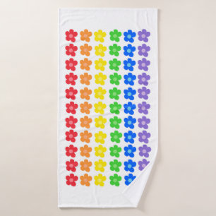 Colourful Rainbow Flowers Bath Towel