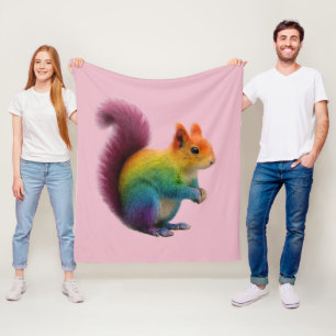  Colourful Rainbow Fur Squirrel Sticker  Fleece Blanket