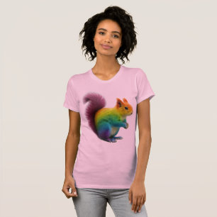  Colourful Rainbow Fur Squirrel Sticker  T-Shirt