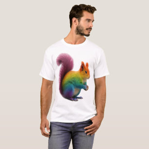 Colourful Rainbow Fur Squirrel Sticker T-Shirt