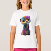 Colourful Rainbow Fur Weasel Illustration Kids