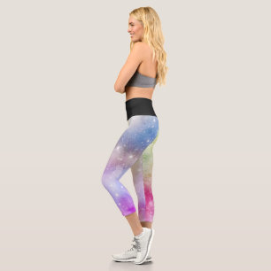 Colourful Rainbow Galaxy Pattern Capri Leggings