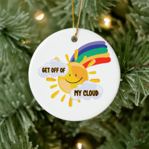 Colourful Rainbow Get Off of My Cloud Ceramic Tree Decoration