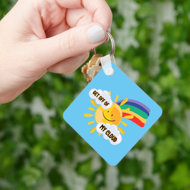 Colourful Rainbow Get Off of My Cloud Key Ring (Hand)