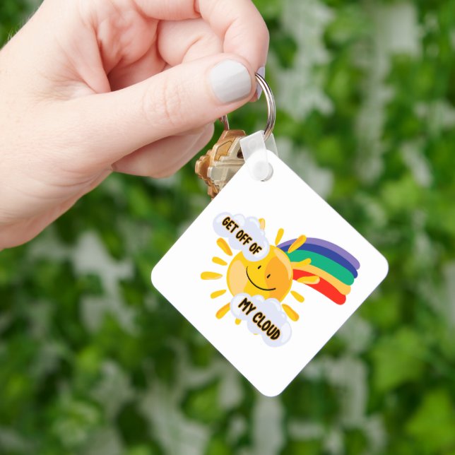 Colourful Rainbow Get Off of My Cloud Key Ring (Hand)