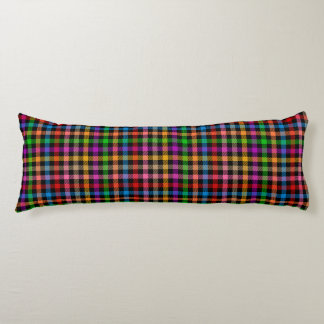 Colourful Rainbow Gingham Plaid Design - Black Body Cushion