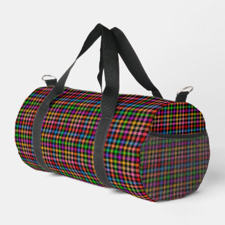 Colourful Rainbow Gingham Plaid Design - Black Duffle Bag