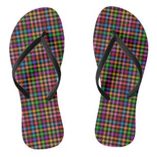 Colourful Rainbow Gingham Plaid Design - Black  Jandals