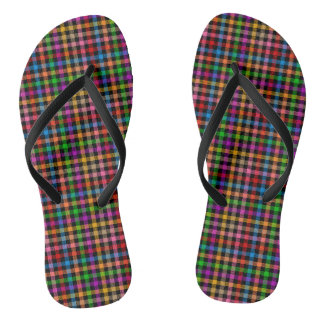 Colourful Rainbow Gingham Plaid Design - Black Jandals
