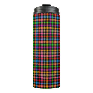 Colourful Rainbow Gingham Plaid Design - Black Thermal Tumbler