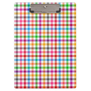 Colourful Rainbow Gingham Plaid Design - White Clipboard