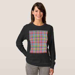 Colourful Rainbow Gingham Plaid Design - White T-Shirt