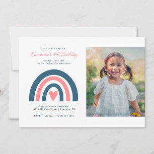 Colourful Rainbow Girl's Birthday - Photo Invitation