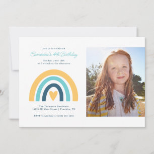 Colourful Rainbow Girl's Birthday - Photo Invitation
