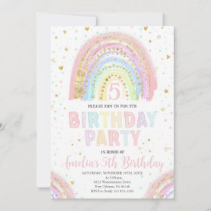 Colourful Rainbow Girl's Party Invite, Rainbow Invitation