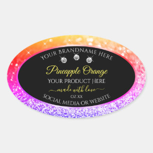 Colourful Rainbow Glitter and Black Product Labels