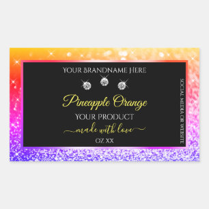 Colourful Rainbow Glitter and Black Product Labels