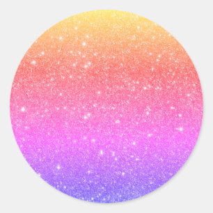 Colourful Rainbow Glitter  Classic Round Sticker