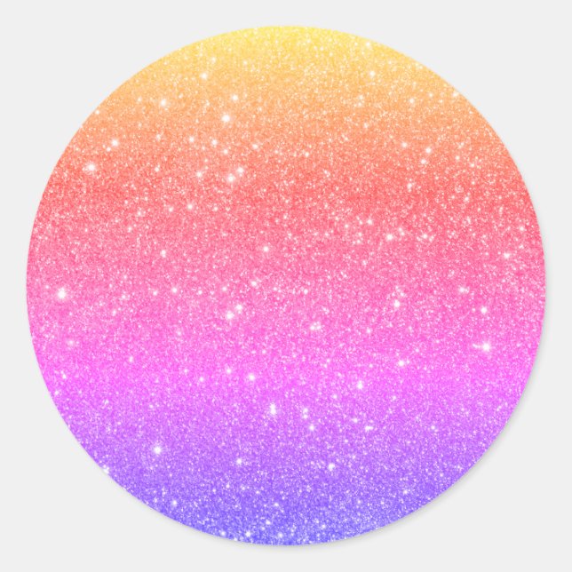 Colourful Rainbow Glitter  Classic Round Sticker (Front)