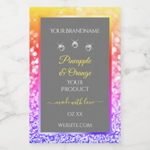 Colourful Rainbow Glitter Frame Grey Product Label