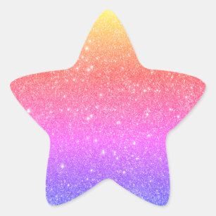 Colourful Rainbow Glitter  Star Sticker