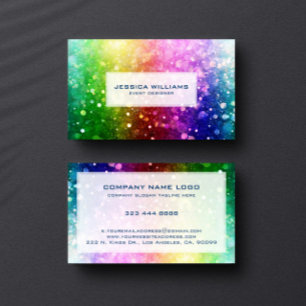Colourful Rainbow Glitter Texture Personalizable Business Card