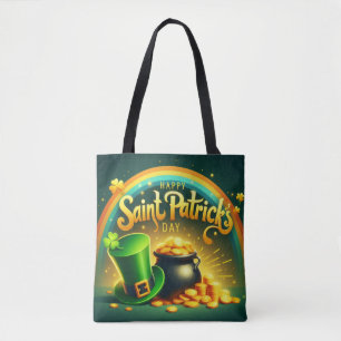 Colourful rainbow gold Saint Patrick's Day Tote Bag