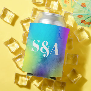 Colourful Rainbow Gradient Bold Typography Can Cooler