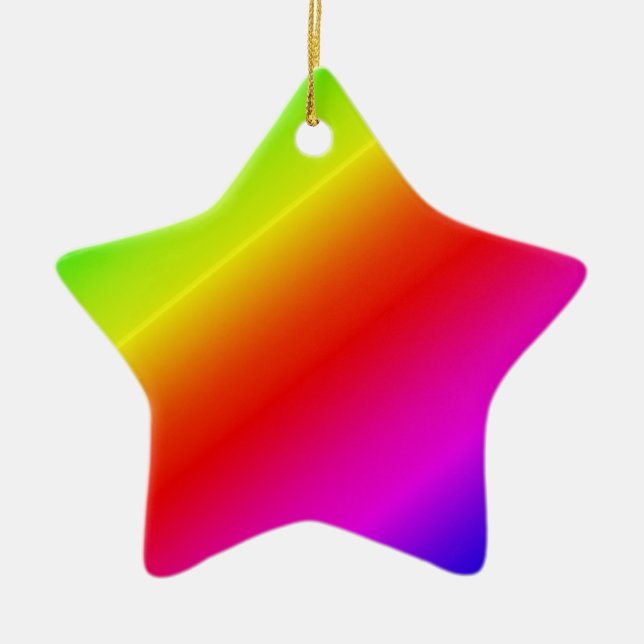 Colourful Rainbow Gradient Diagonal Blend Ceramic Tree Decoration (Front)