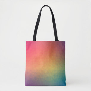 Colourful rainbow gradient geometric tote bag