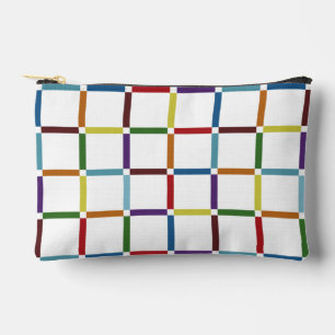 Colourful Rainbow Grid with Negative Space Accessory Pouch