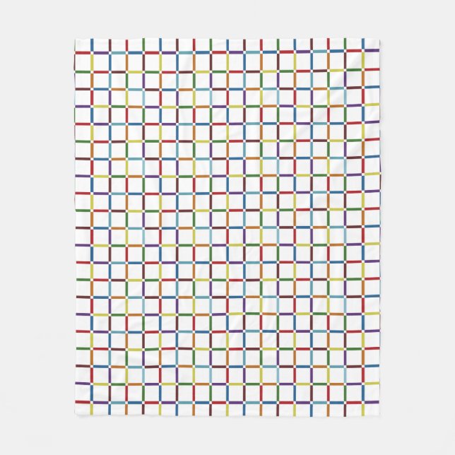 Colourful Rainbow Grid with Negative Space Fleece Blanket (Front)