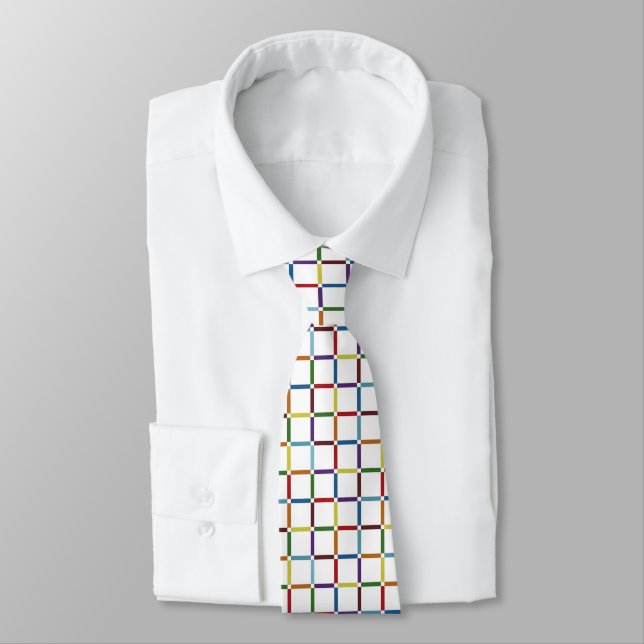 Colourful Rainbow Grid with Negative Space Tie (Tied)