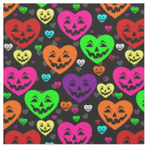colourful rainbow halloween hearts gothic valentin fabric