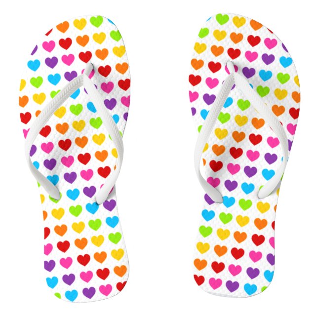 Colourful Rainbow Heart Jandals (Footbed)