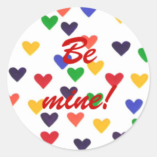 Colourful Rainbow Hearts, Be mine! stickers
