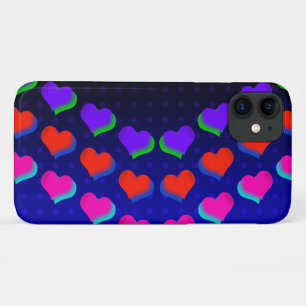 Colourful Rainbow Hearts on Black Cartoon Pattern Case-Mate iPhone Case