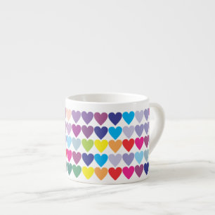 Colourful Rainbow Hearts Pattern  Espresso Cup