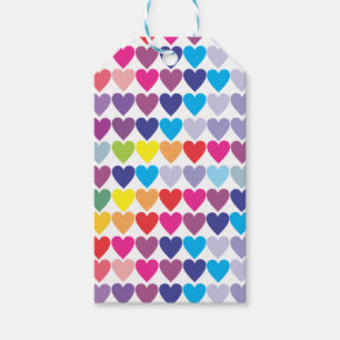 Colourful Rainbow Hearts Pattern  Gift Tags