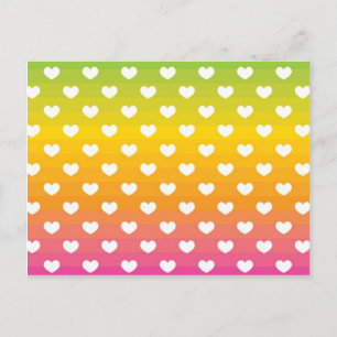 Colourful Rainbow Hearts Pattern Gifts Postcard