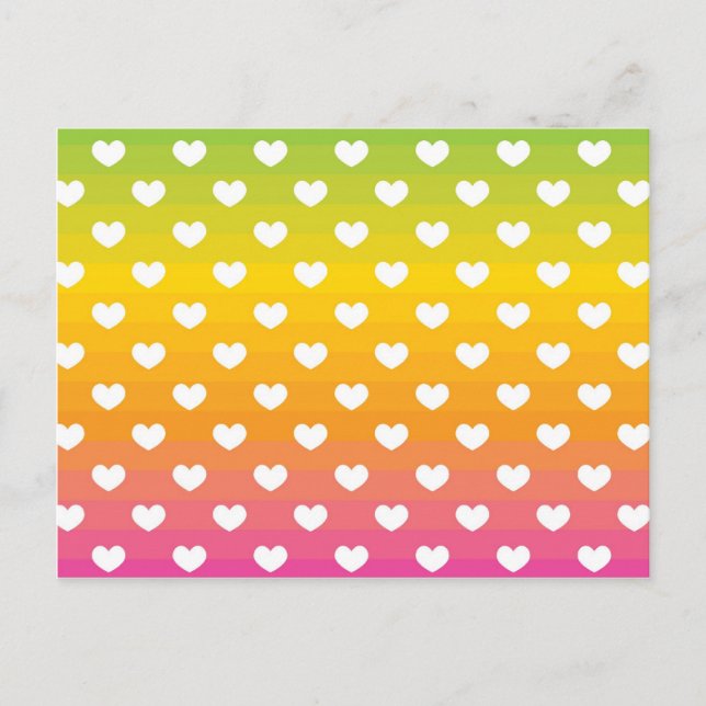 Colourful Rainbow Hearts Pattern Gifts Postcard (Front)