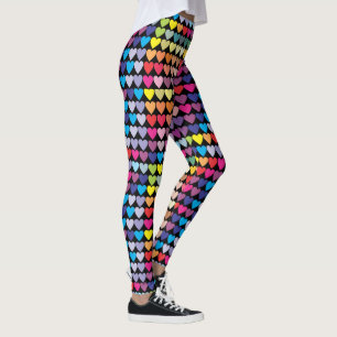 Colourful Rainbow Hearts Pattern Leggings