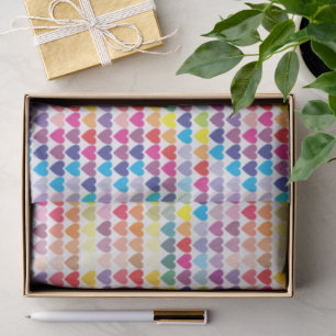 Colourful Rainbow Hearts Pattern Tissue Paper