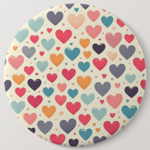 Colourful rainbow hearts Valentines 6 Cm Round Badge