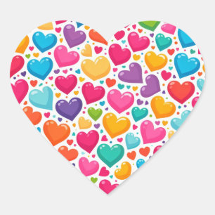Colourful rainbow hearts Valentines Heart Sticker